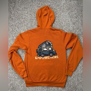 Explore More Vertical View Climbing Gym Graphic Hoodie in Orange Men’s Medium